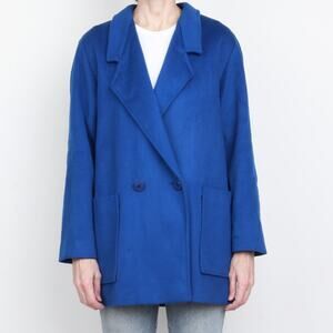 Vintage 1980s 100% Wool Cobalt Blue Coat S